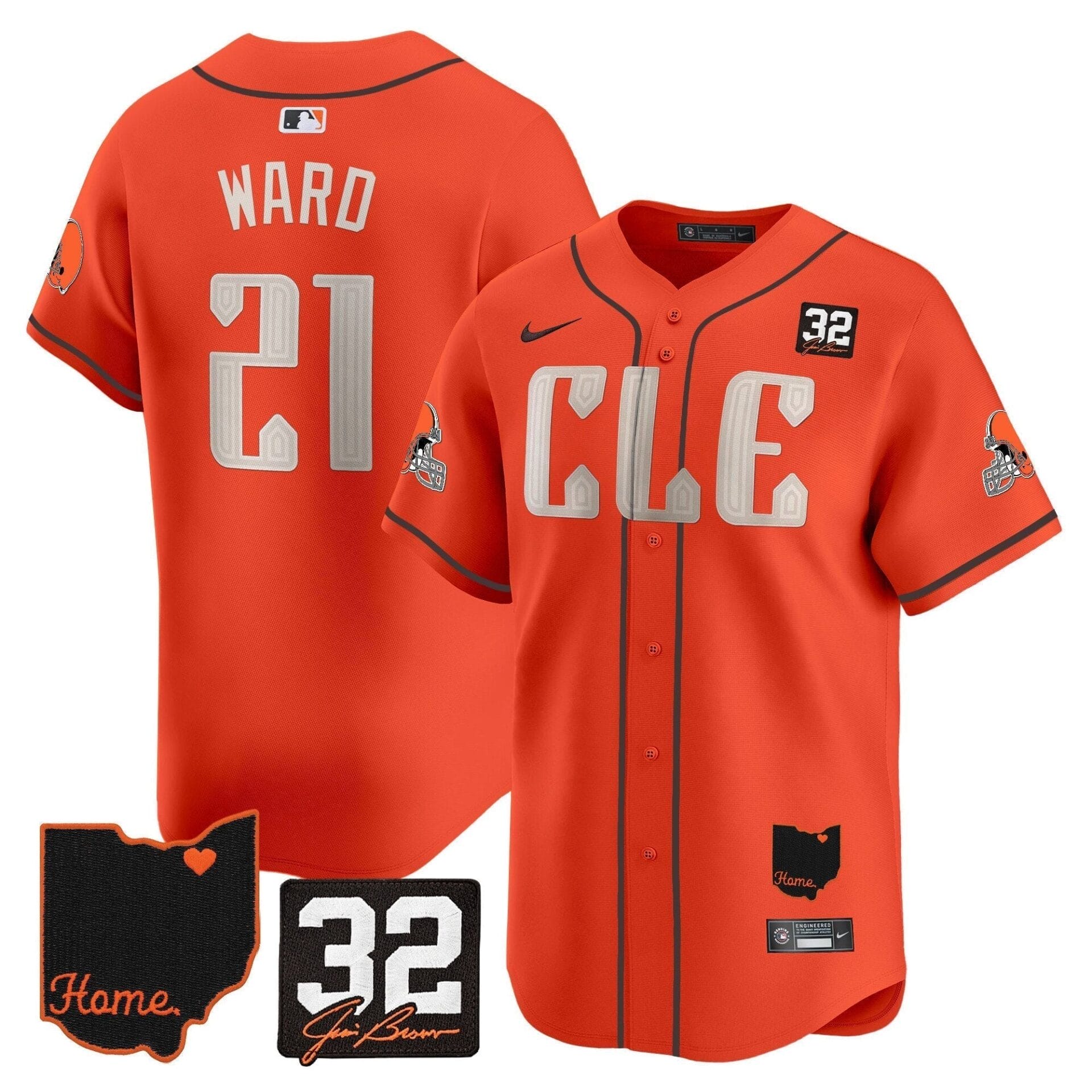 Browns #32 Jim Brown Memorial & Home Patch Vapor Premier Limited Jersey - All Stitched - Image 25
