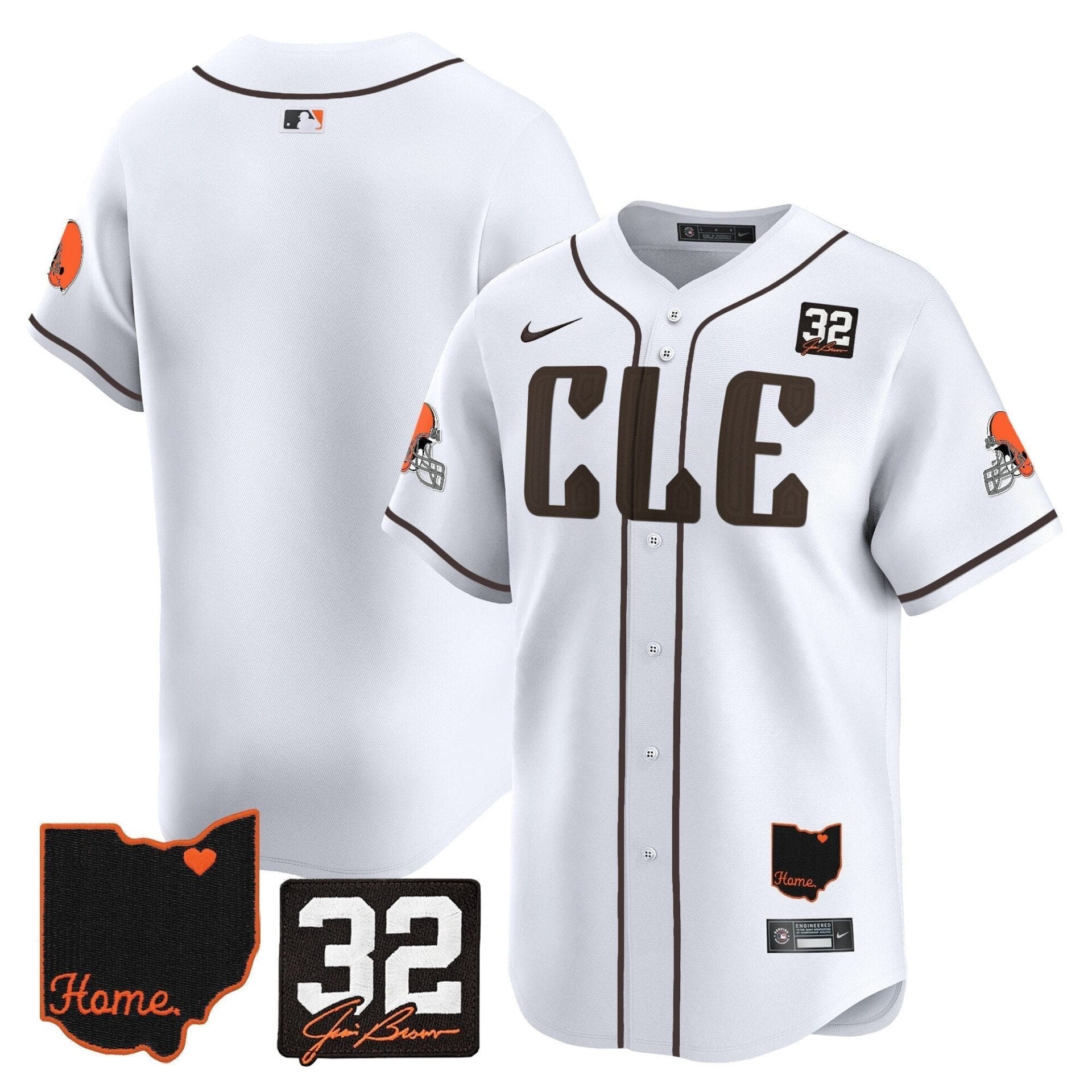 Browns #32 Jim Brown Memorial & Home Patch Vapor Premier Limited Jersey - All Stitched - Image 19