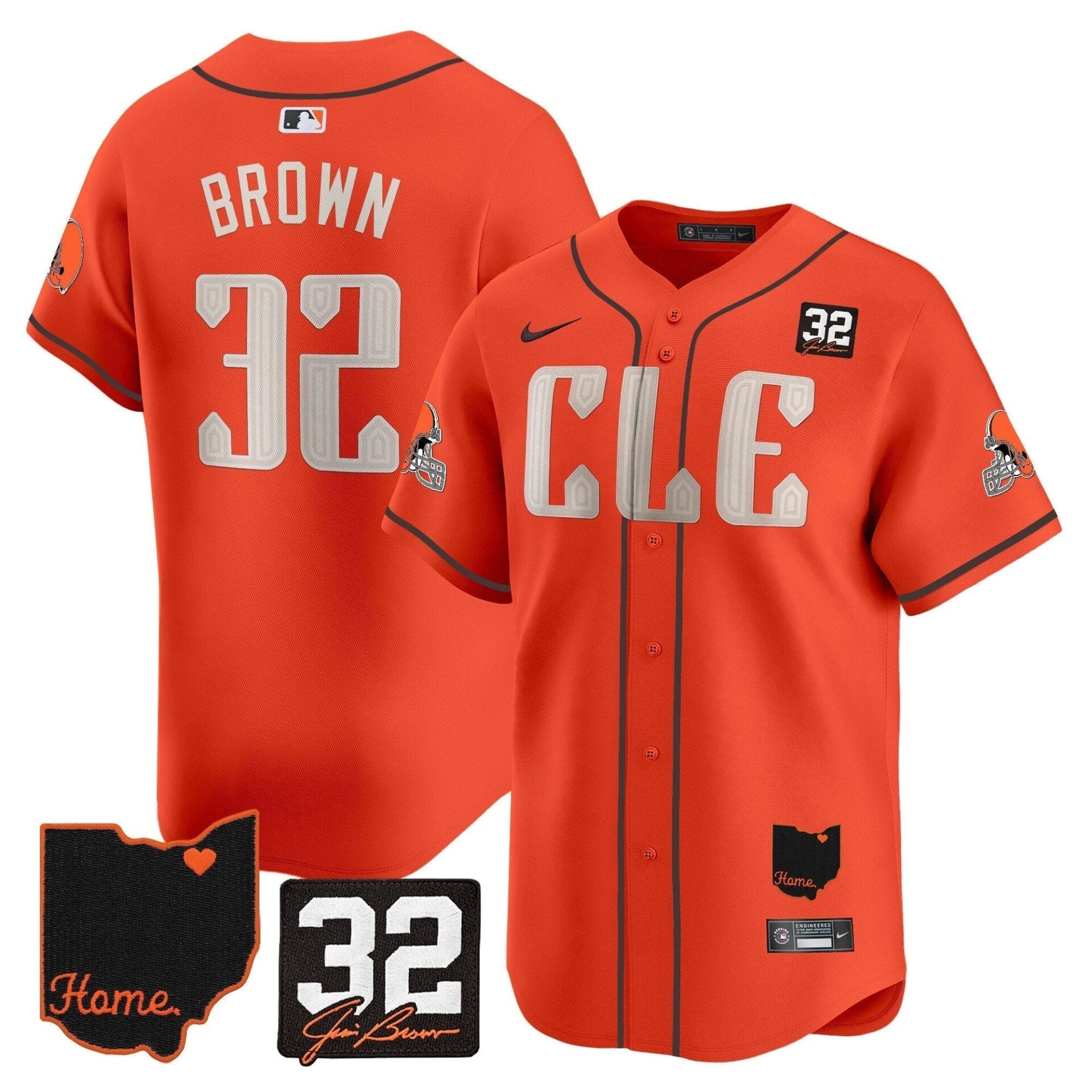 Browns #32 Jim Brown Memorial & Home Patch Vapor Premier Limited Jersey - All Stitched - Image 23