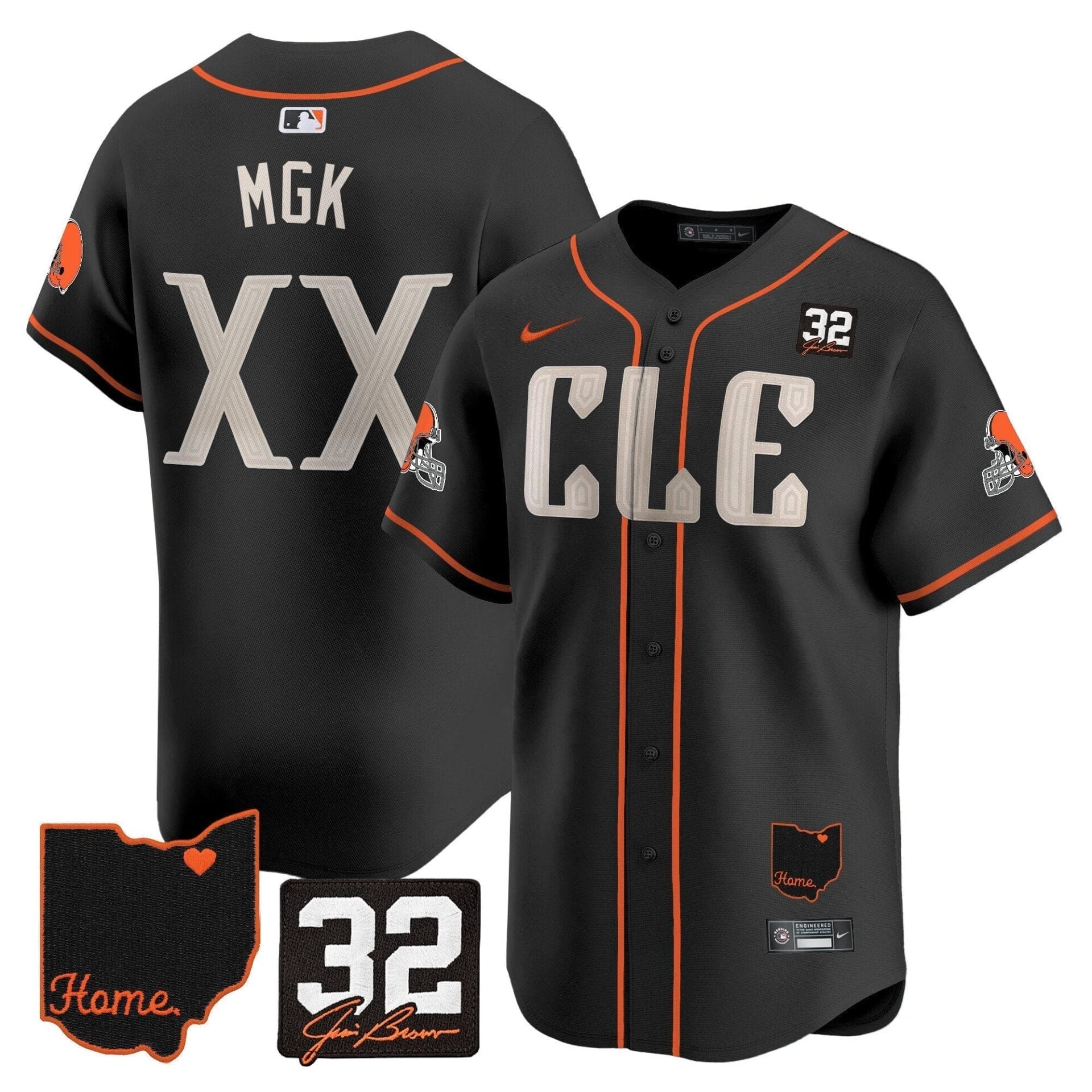 Browns #32 Jim Brown Memorial & Home Patch Vapor Premier Limited Jersey - All Stitched - Image 44