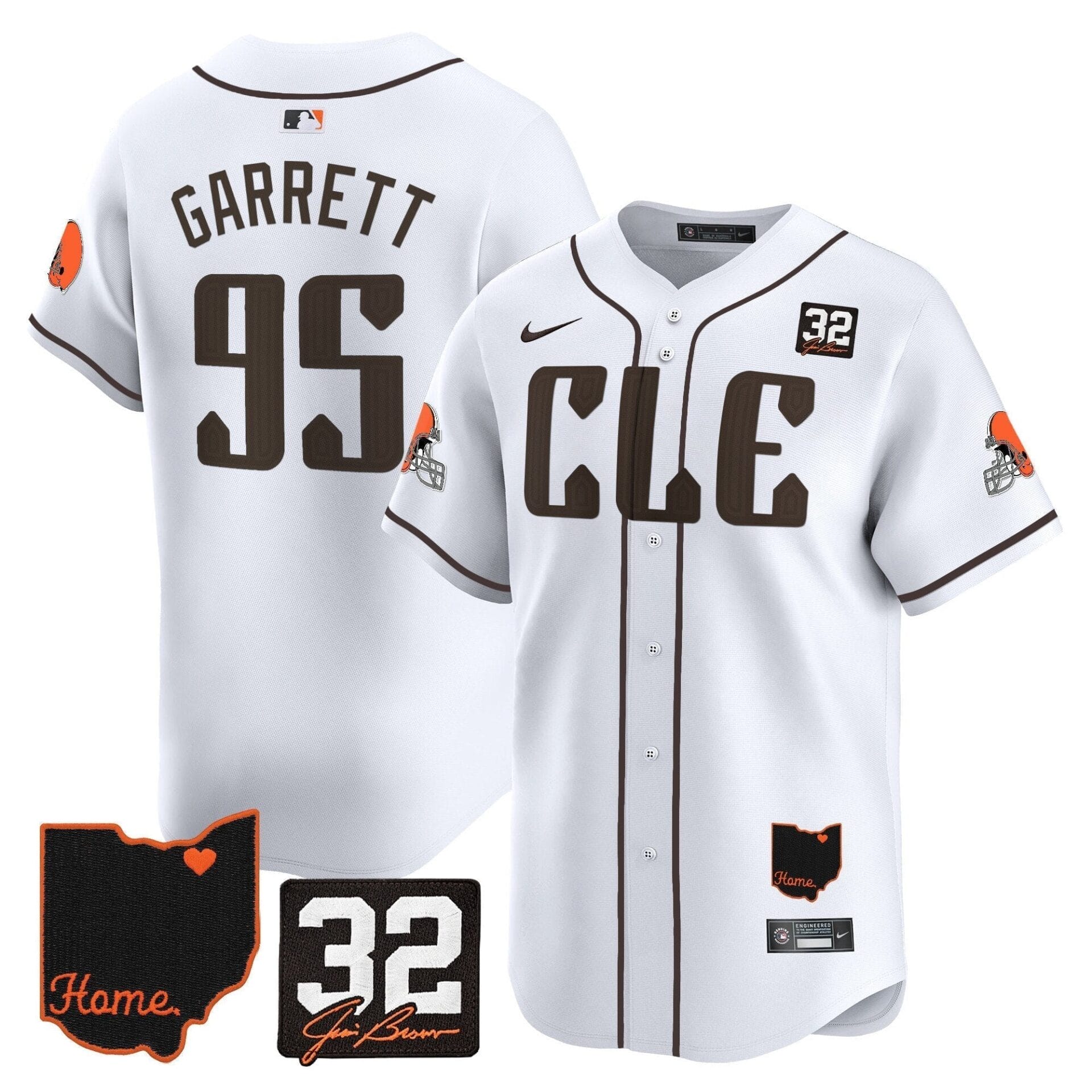 Browns #32 Jim Brown Memorial & Home Patch Vapor Premier Limited Jersey - All Stitched - Image 15