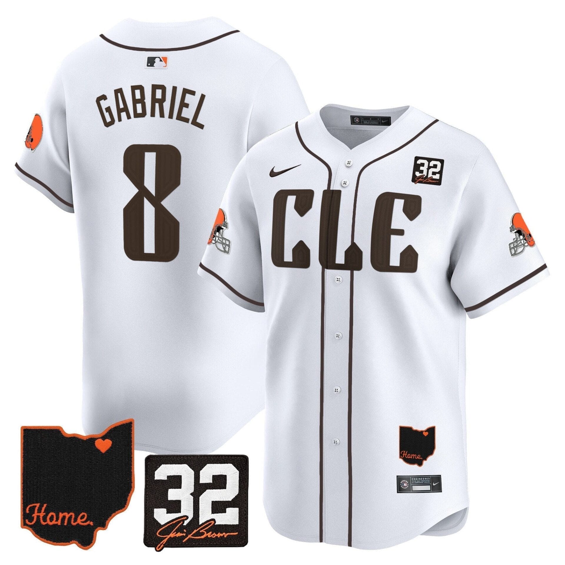 Browns #32 Jim Brown Memorial & Home Patch Vapor Premier Limited Jersey - All Stitched - Image 18