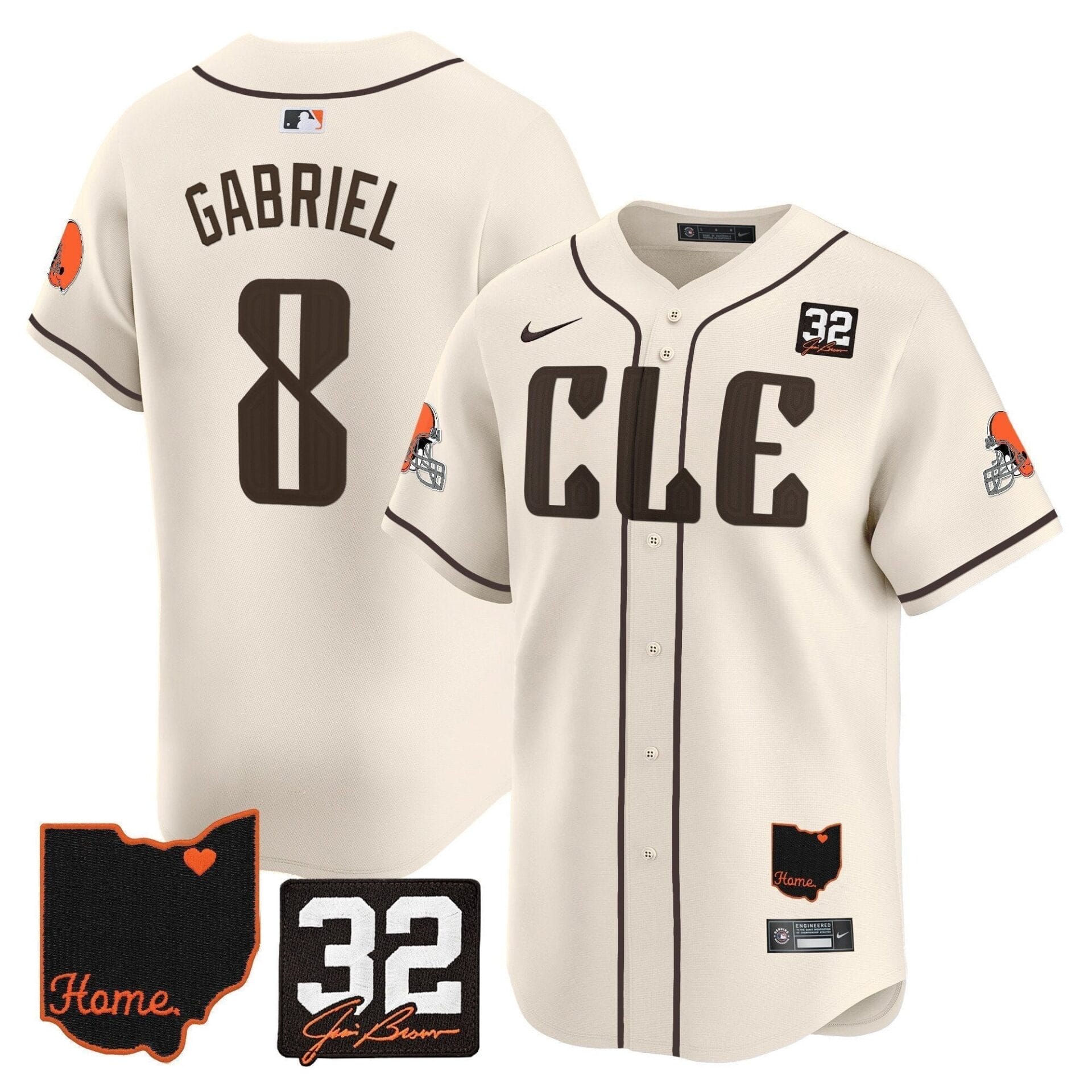 Browns #32 Jim Brown Memorial & Home Patch Vapor Premier Limited Jersey - All Stitched - Image 36