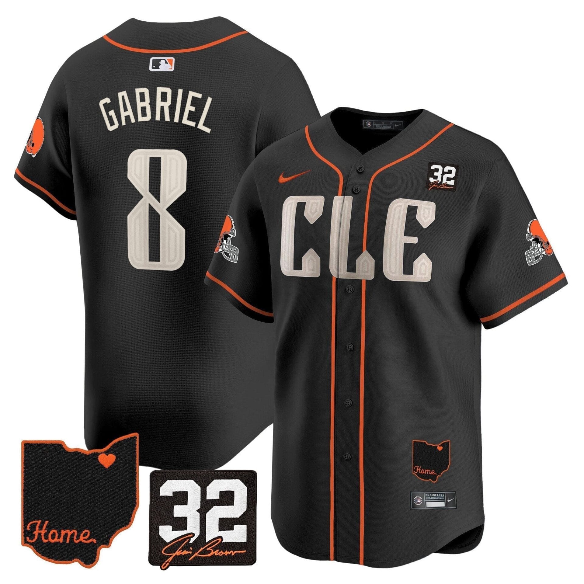 Browns #32 Jim Brown Memorial & Home Patch Vapor Premier Limited Jersey - All Stitched - Image 45