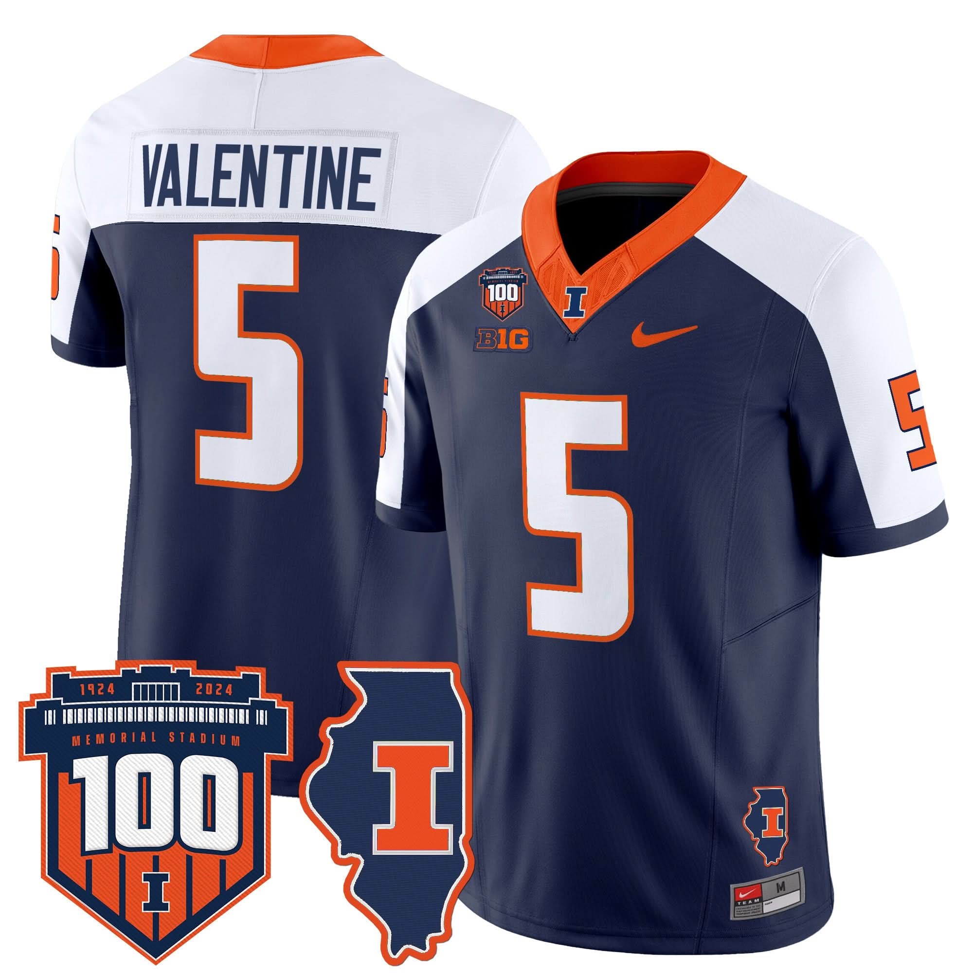 Illinois Fighting Illini 100th Memorial Stadium Patch Vapor Limited Jersey - All Stitched - Image 40