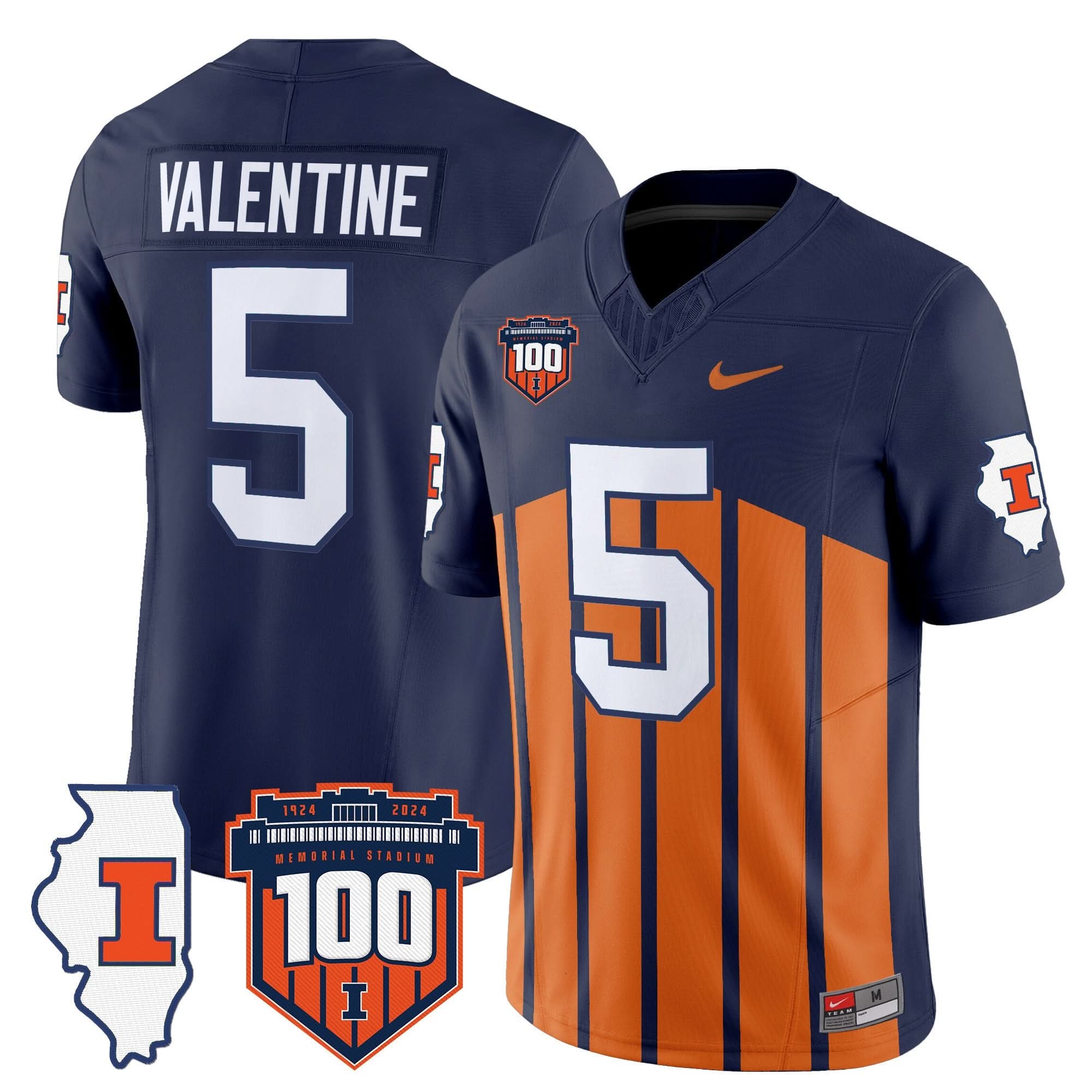 Illinois Fighting Illini 100th Memorial Stadium Patch Vapor Limited Jersey - All Stitched - Image 35