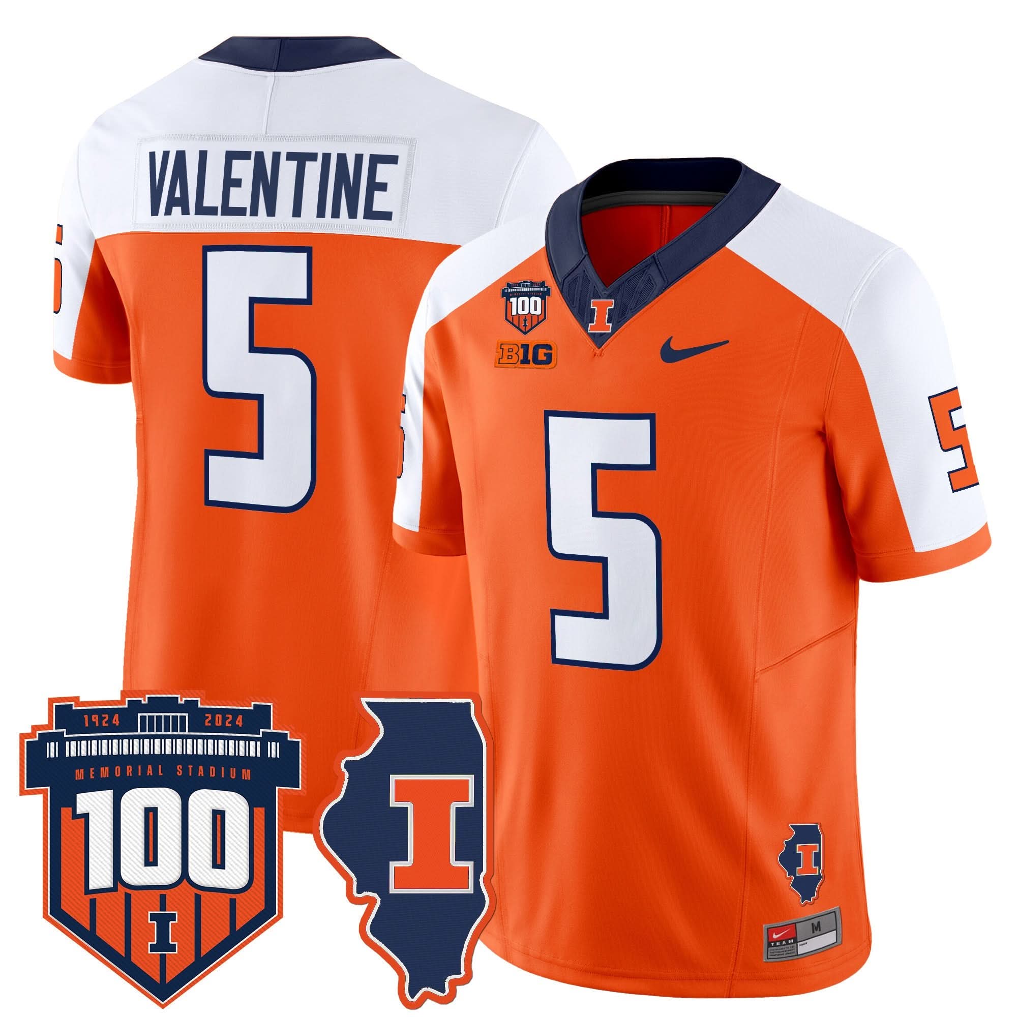 Illinois Fighting Illini 100th Memorial Stadium Patch Vapor Limited Jersey - All Stitched - Image 46