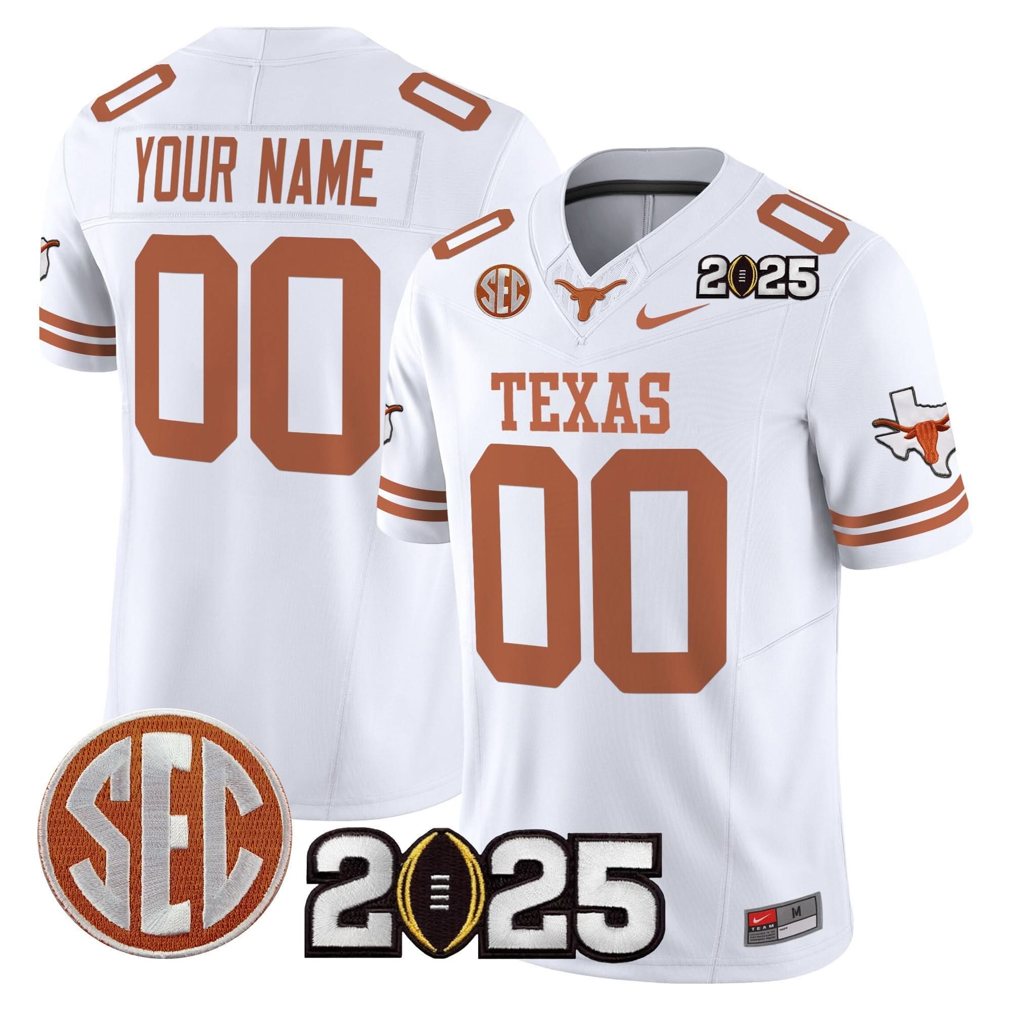 Custom Texas Longhorns Jersey 2025 CFP Final Patch Vapor Limited Stitched All Colors - Image 5