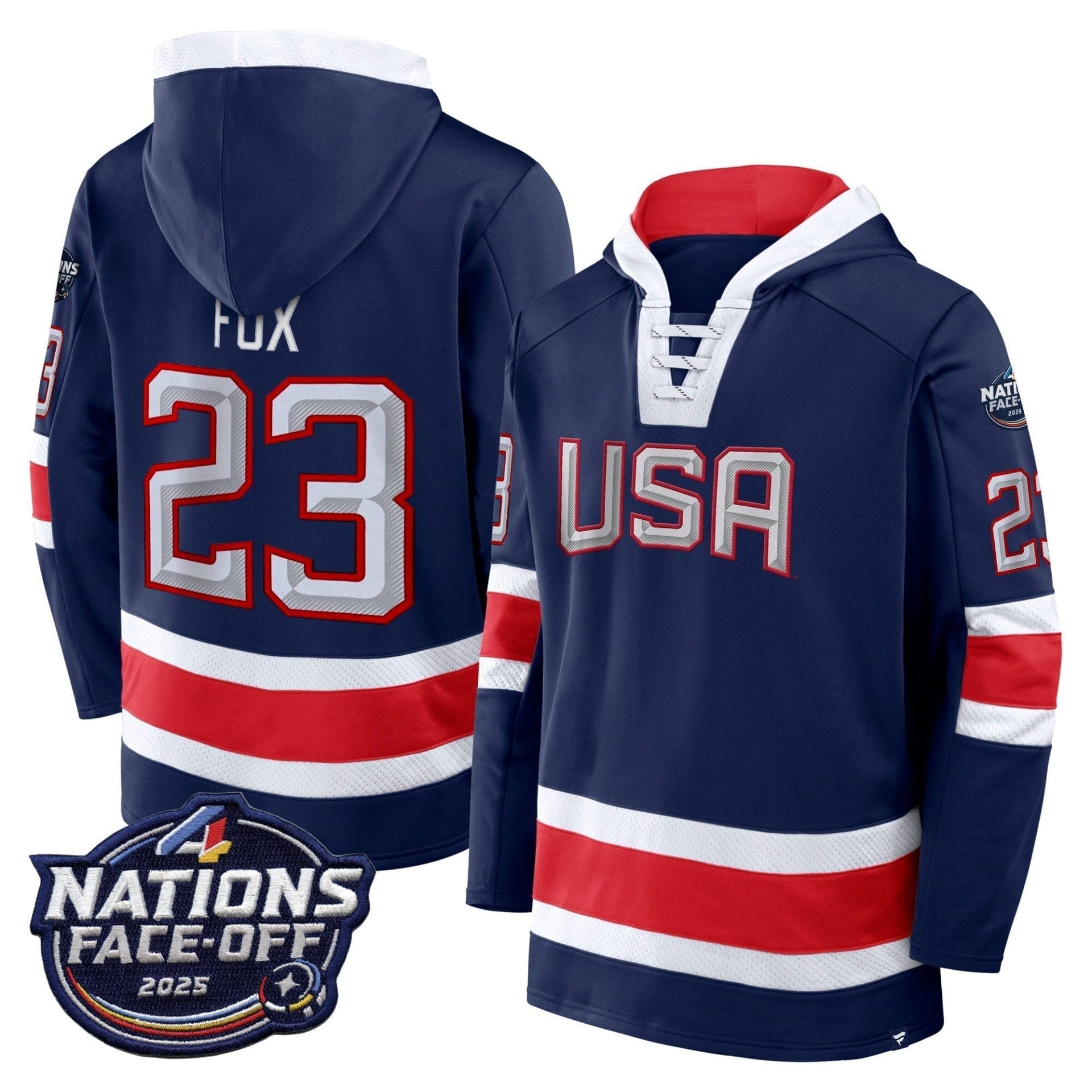 USA 4 Nations Face-Off 2025 Inside Line Pullover Hoodie - All Stitched - Image 6