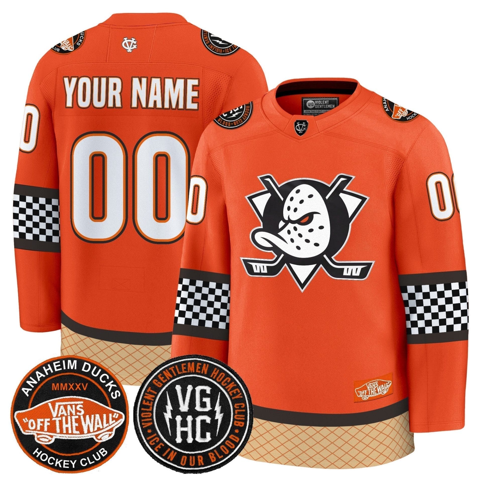 Anaheim Ducks Checkerboard 2025 Premium Custom Jersey - All Stitched - Image 2