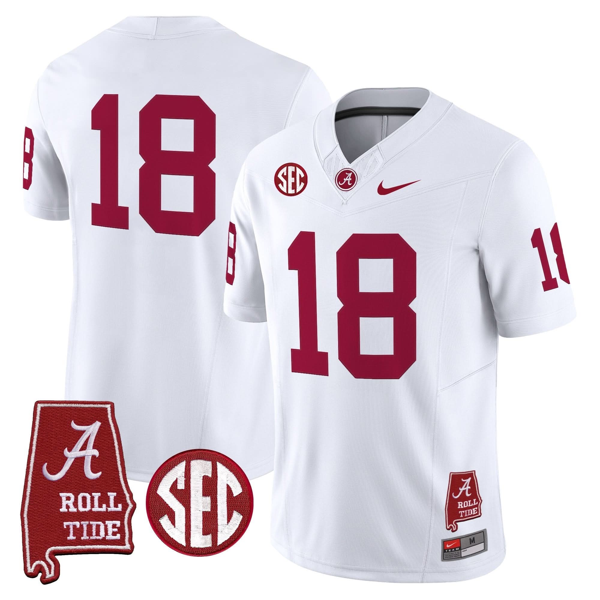 Alabama Crimson Tide Throwback Vapor Limited Jersey - Alabama Map - All Stitched - Image 35