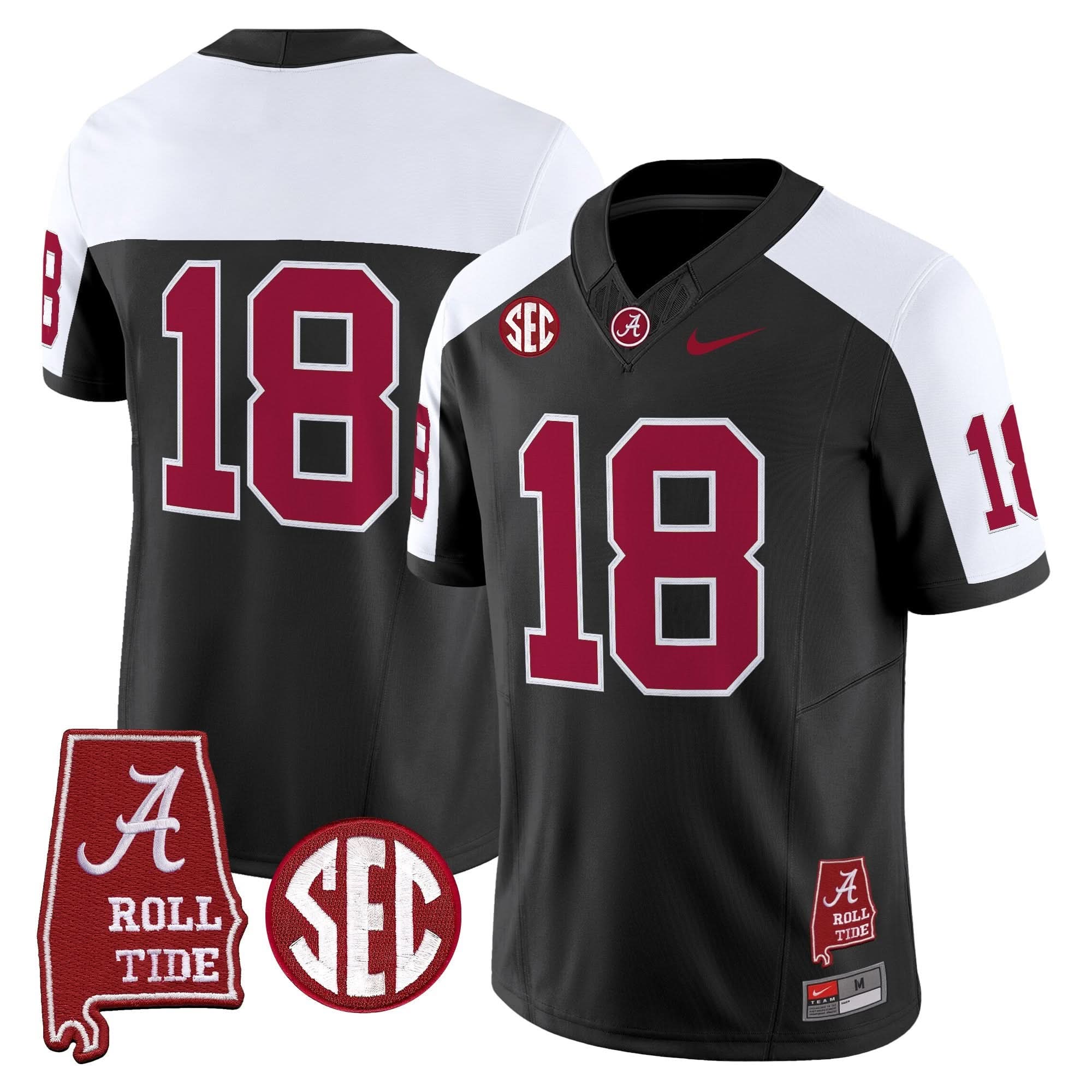 Alabama Crimson Tide Throwback Vapor Limited Jersey - Alabama Map - All Stitched - Image 47