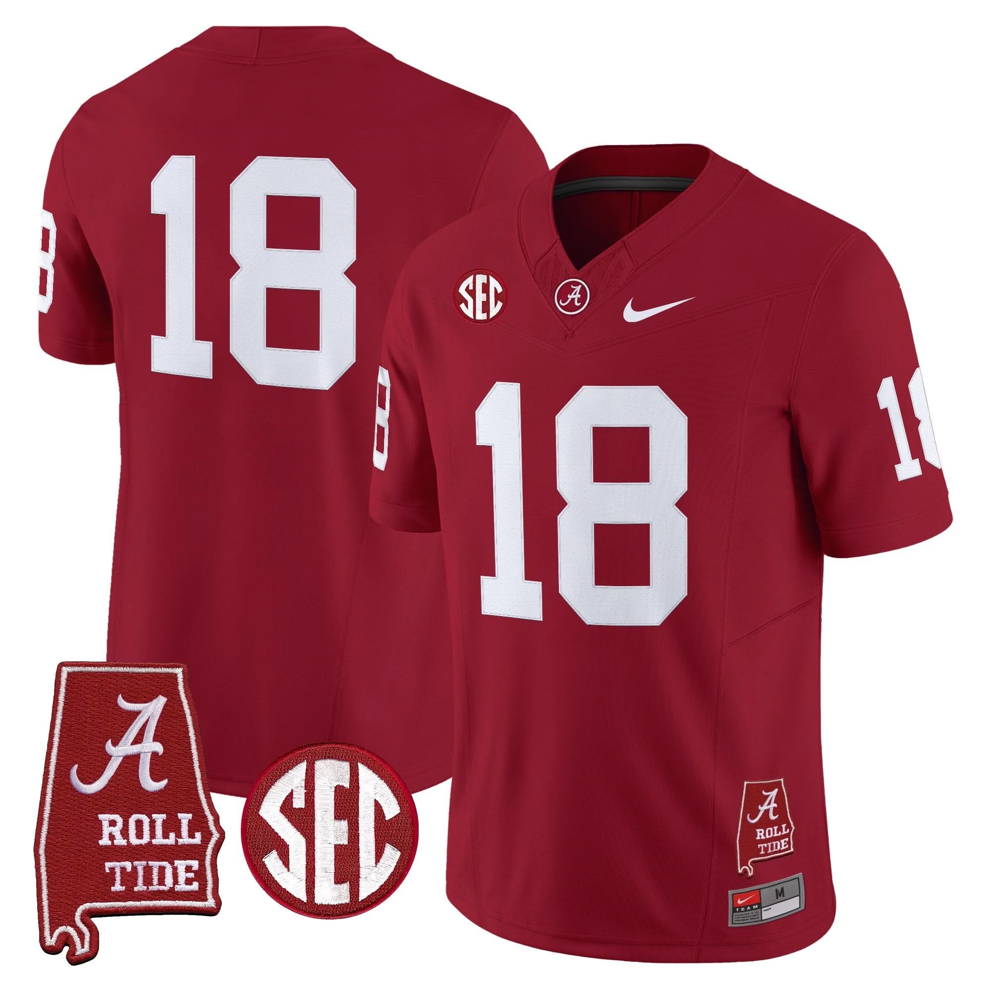 Alabama Crimson Tide Throwback Vapor Limited Jersey - Alabama Map - All Stitched - Image 17