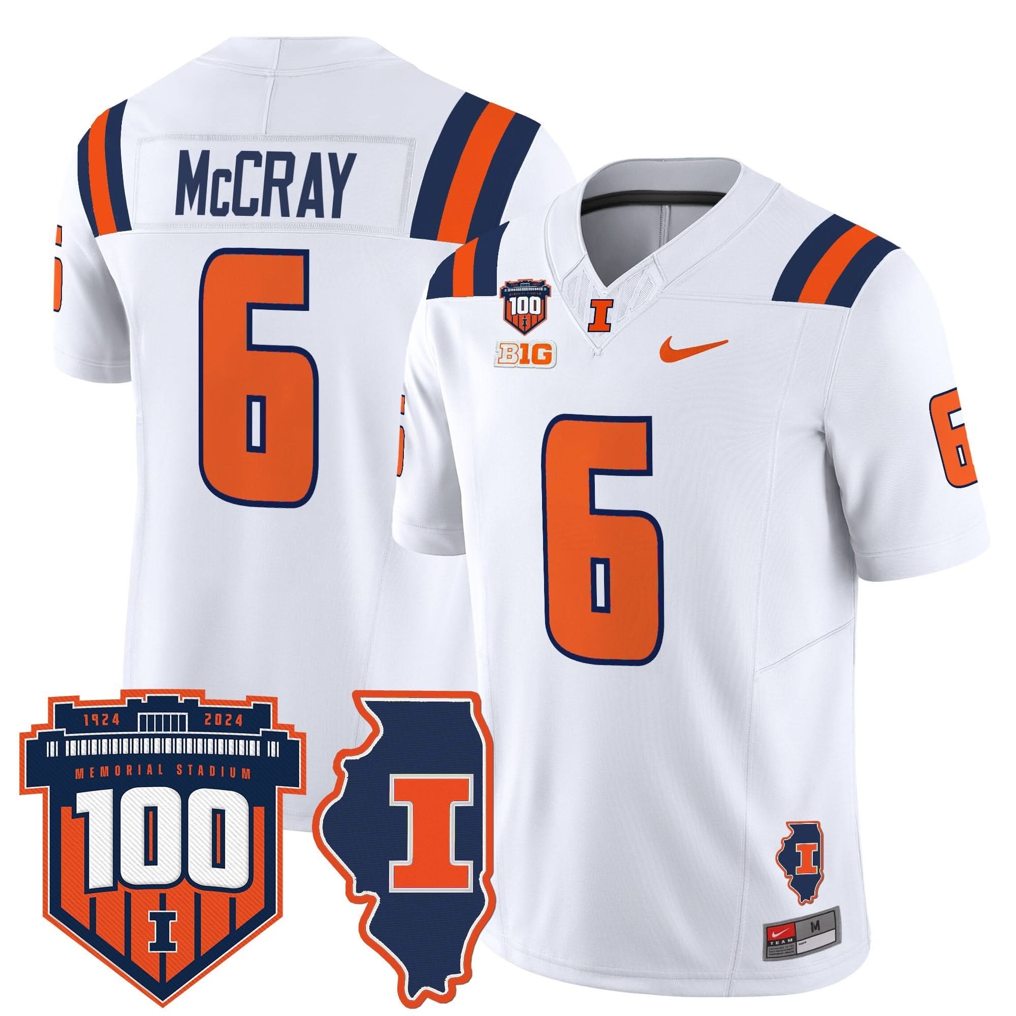Illinois Fighting Illini 100th Memorial Stadium Patch Vapor Limited Jersey - All Stitched - Image 31