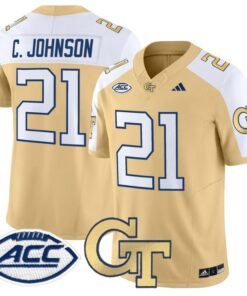 Alternative view of Calvin Johnson Jersey #21 Georgia Tech Yellow Jackets 2025 Stitched