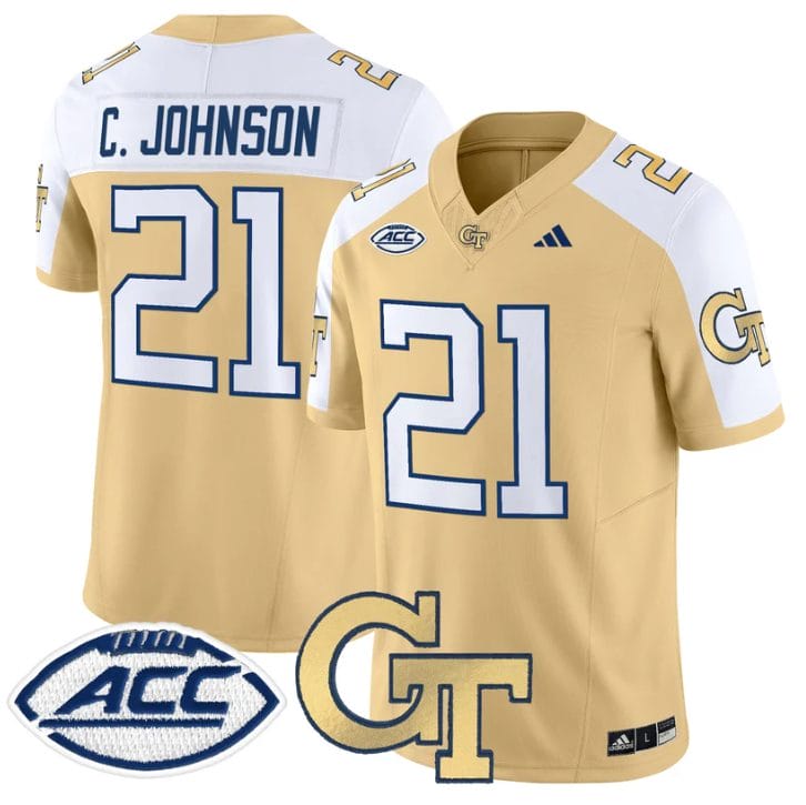 Calvin Johnson Jersey #21 Georgia Tech Yellow Jackets 2025 Stitched - Image 2