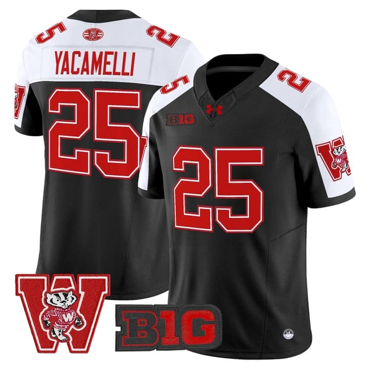 Cade Yacamelli Jersey #25 Wisconsin Badgers Throwback Stitched - Image 3