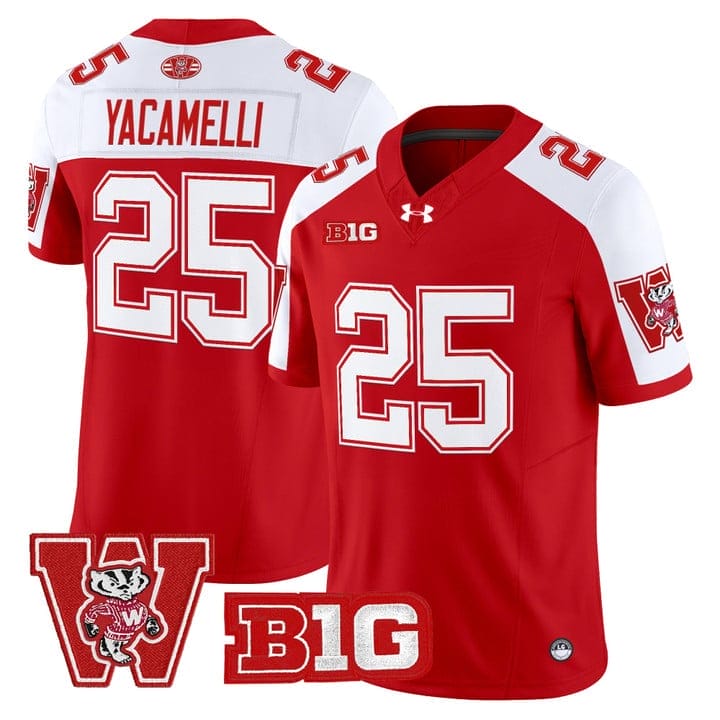 Cade Yacamelli Jersey #25 Wisconsin Badgers Throwback Stitched - Image 4