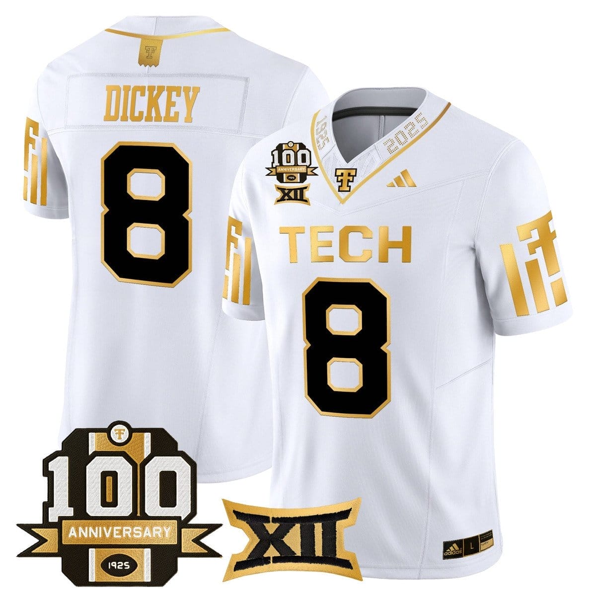Cameron Dickey Jersey #8 Texas Tech 2025 100th Anniversary Stitched - Image 4