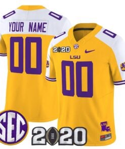 Alternative view of Custom LSU Tigers Jersey Name, Number 2020 National Champions Stitched