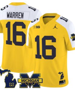 Alternative view of Davis Warren Jersey #16 Michigan Wolverines 2025 Limited V2 Stitched