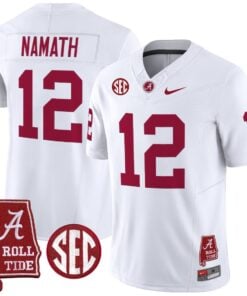 Alternative view of Joe Namath Jersey #12 Alabama Crimson Throwback Alabama Map Stitched