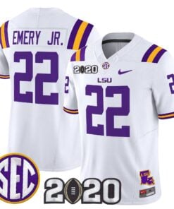 John Emery Jr Jersey #22 LSU Tigers 2020 National Champions Stitched