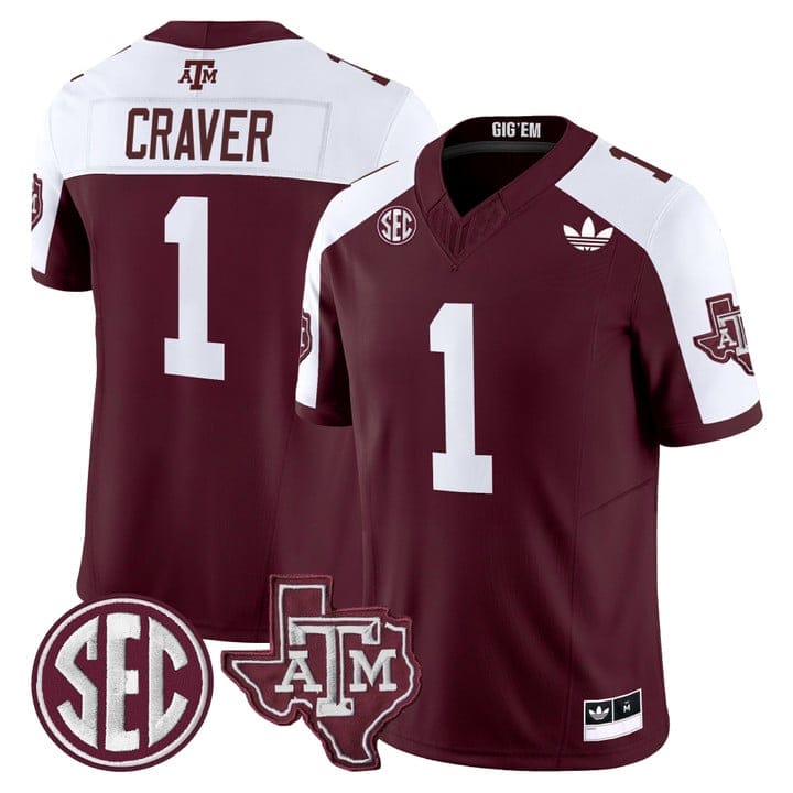 Mario Craver Jersey #1 Texas A&M Aggies 2025 Vapor V2 Stitched - Image 4