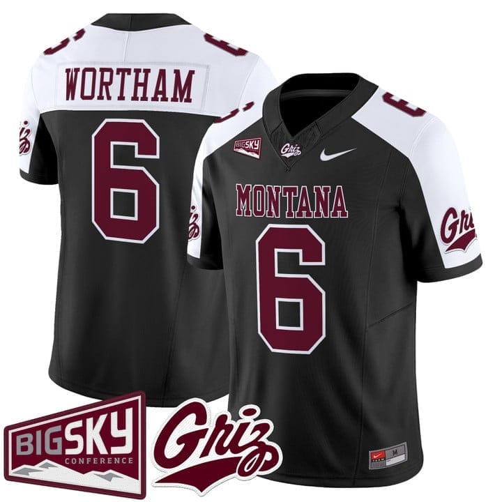 Michael Wortham Jersey #6 Montana Grizzlies 2025 Vapor Stitched Black Alter - Image 2
