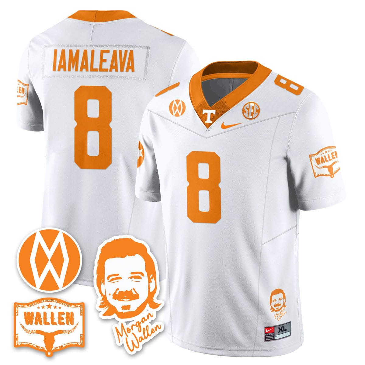Nico Iamaleava Jersey #8 Tennessee Vols Morgan Wallen 2025 Stitched - Image 2