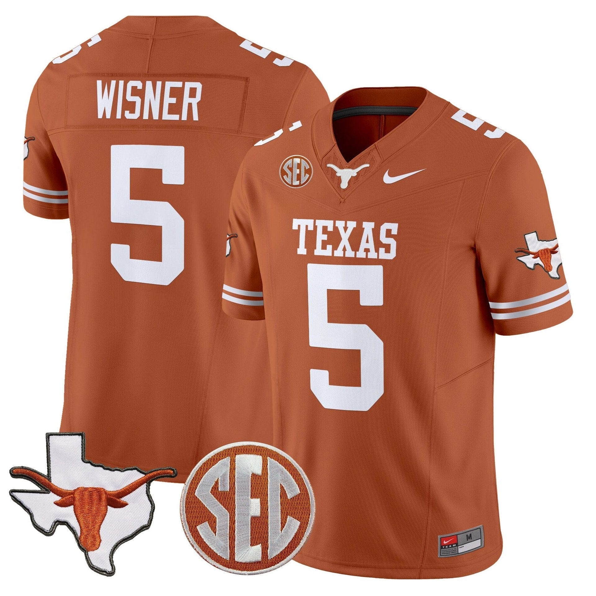 Quintrevion Wisner Jersey #5 Texas Longhorns 2025 State Map SEC Patch - Image 5