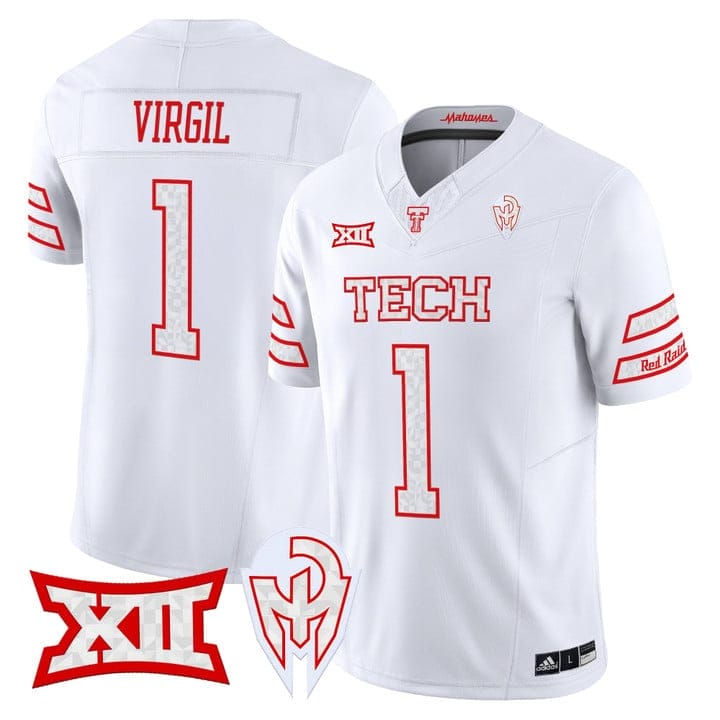 Reggie Virgil Jersey #1 Texas Tech Red Raiders Too Cold Vapor Stitched - Image 4