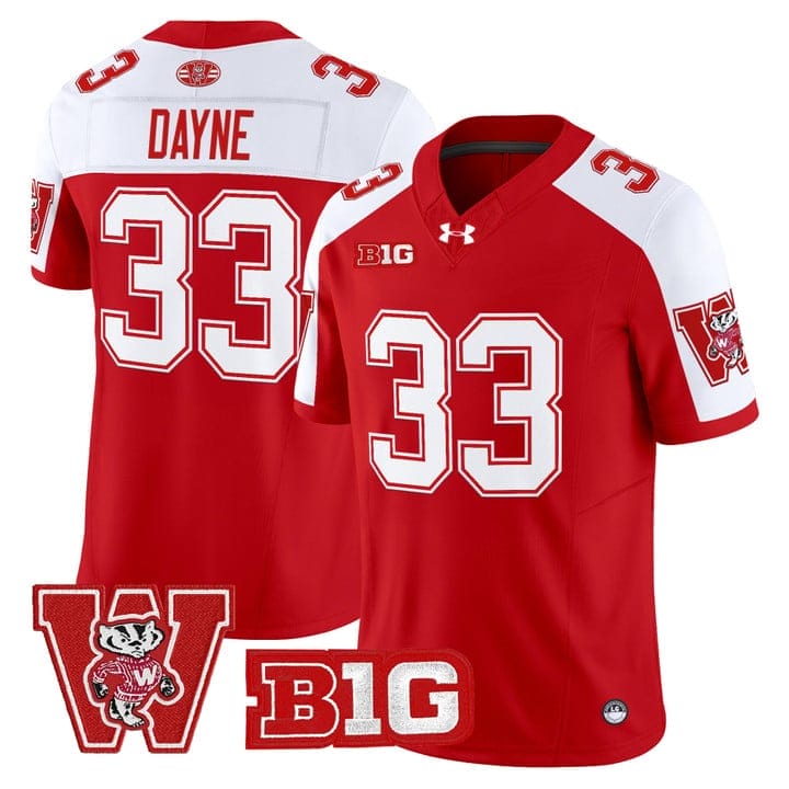 Ron Dayne Jersey #33 Wisconsin Badgers Throwback Stitched - Image 4
