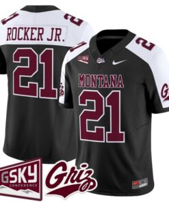 Alternative view of Stevie Rocker Jr Jersey #21 Montana Grizzlies 2025 Vapor Stitched Black Alter
