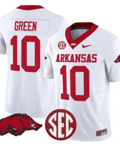 Alternative view of Taylen Green Jersey #10 Arkansas Razorbacks Limited Stitched