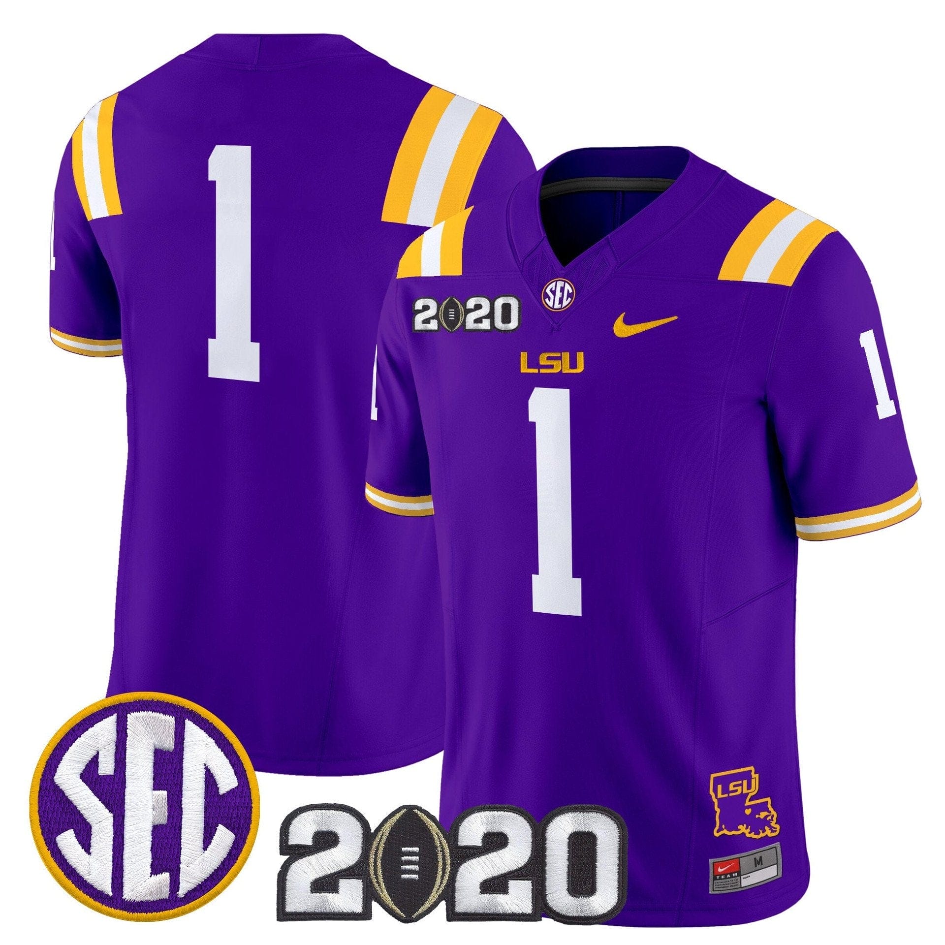 Team Jersey #1 LSU Tigers 2020 National Champions Limited Stitched - Image 5