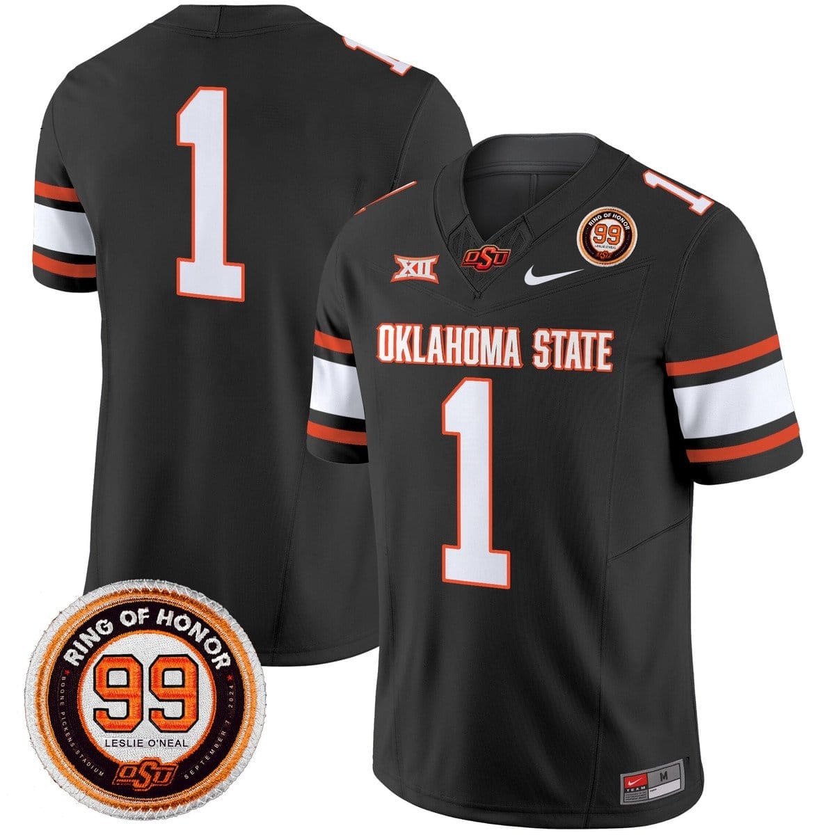 Team Jersey #1 Oklahoma State Cowboys 2025 Leslie O'neal Patch