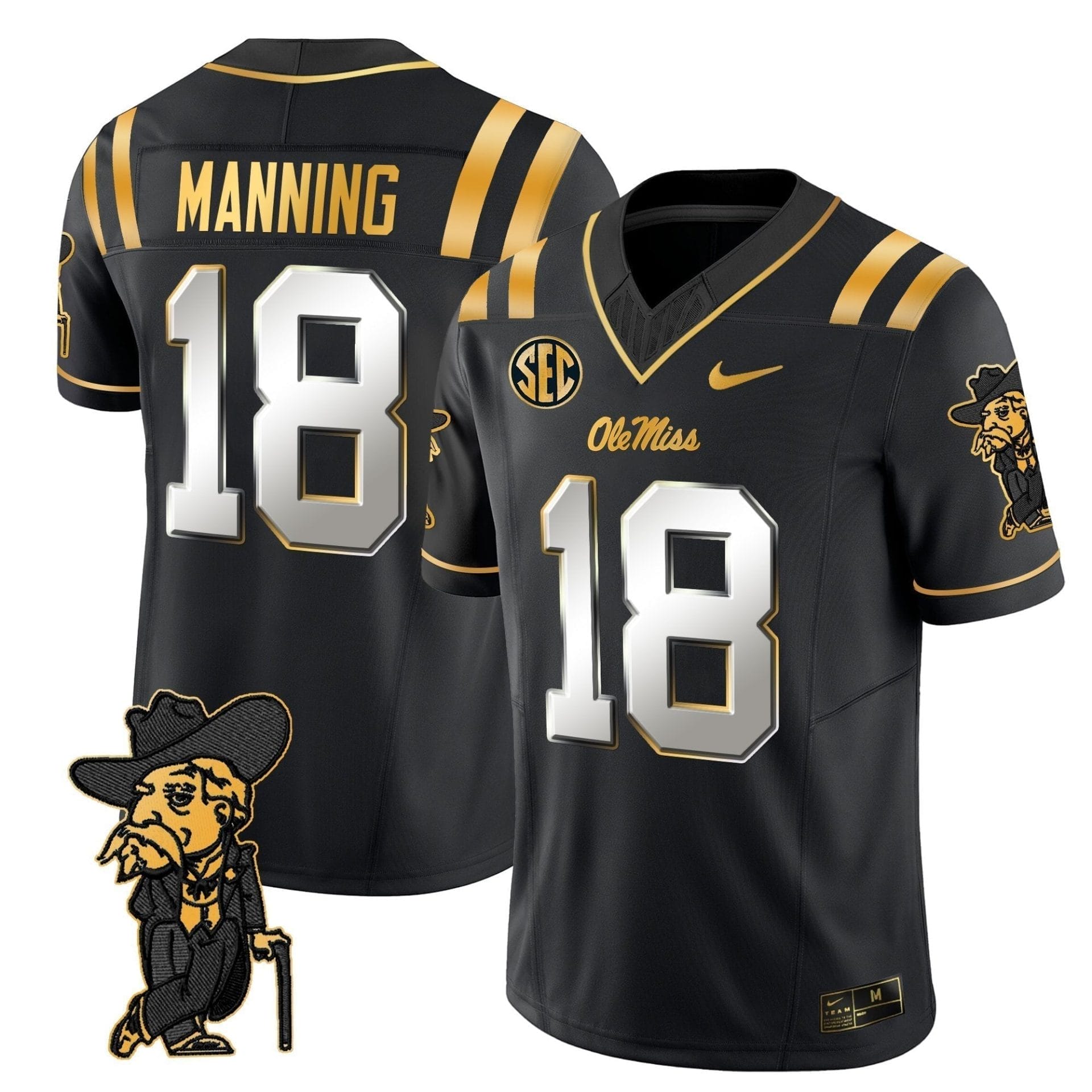 Men's Ole Miss Rebels 2025 Gold Vapor Limited Jersey - All Stitched - Image 29