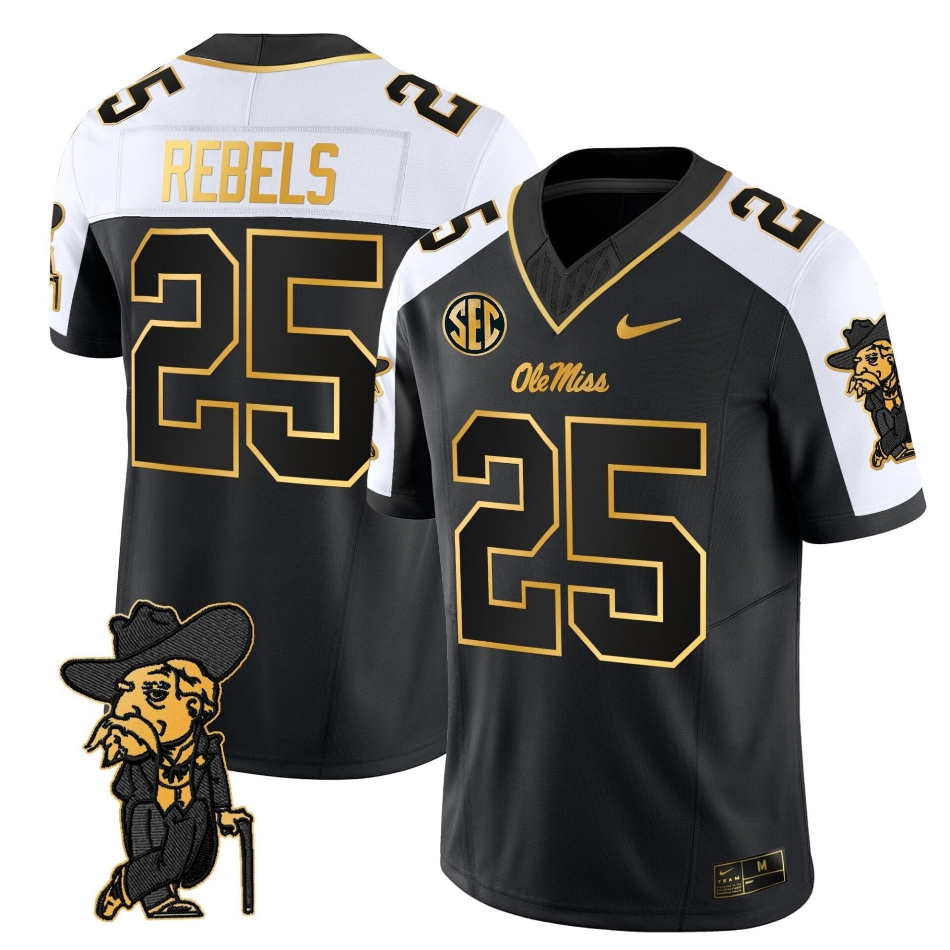 Men's Ole Miss Rebels 2025 Gold Vapor Limited Jersey - All Stitched - Image 19