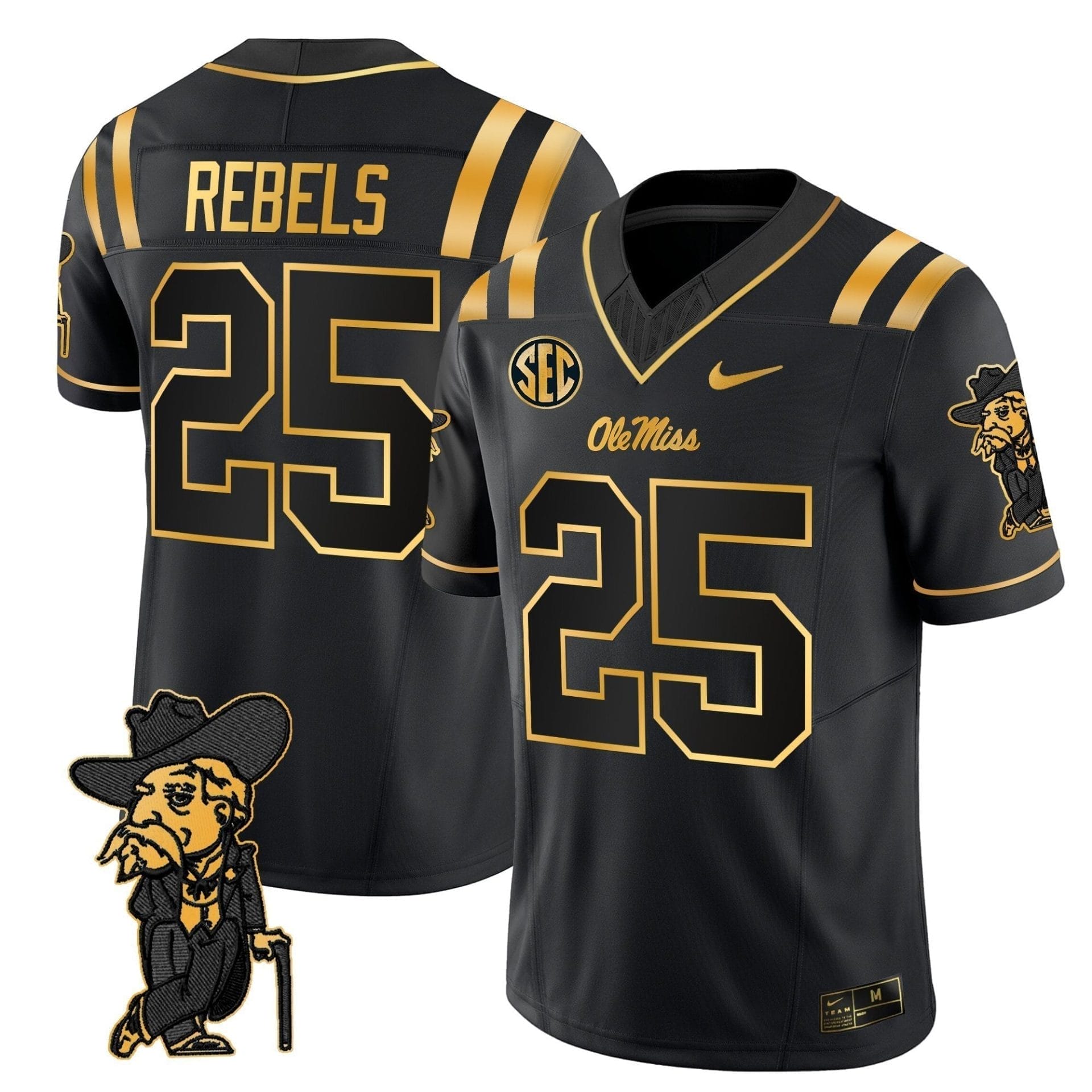 Men's Ole Miss Rebels 2025 Gold Vapor Limited Jersey - All Stitched - Image 18