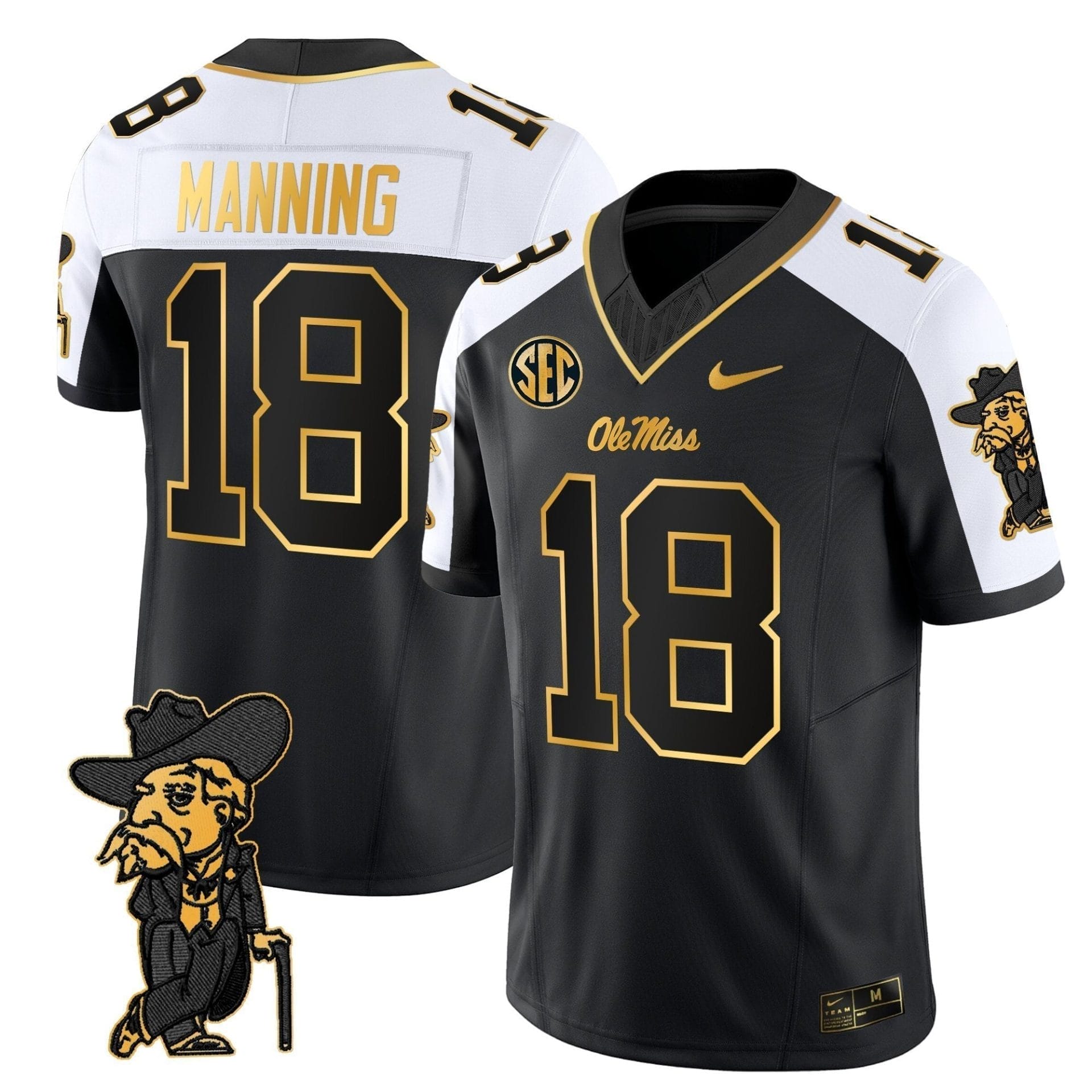 Men's Ole Miss Rebels 2025 Gold Vapor Limited Jersey - All Stitched - Image 7