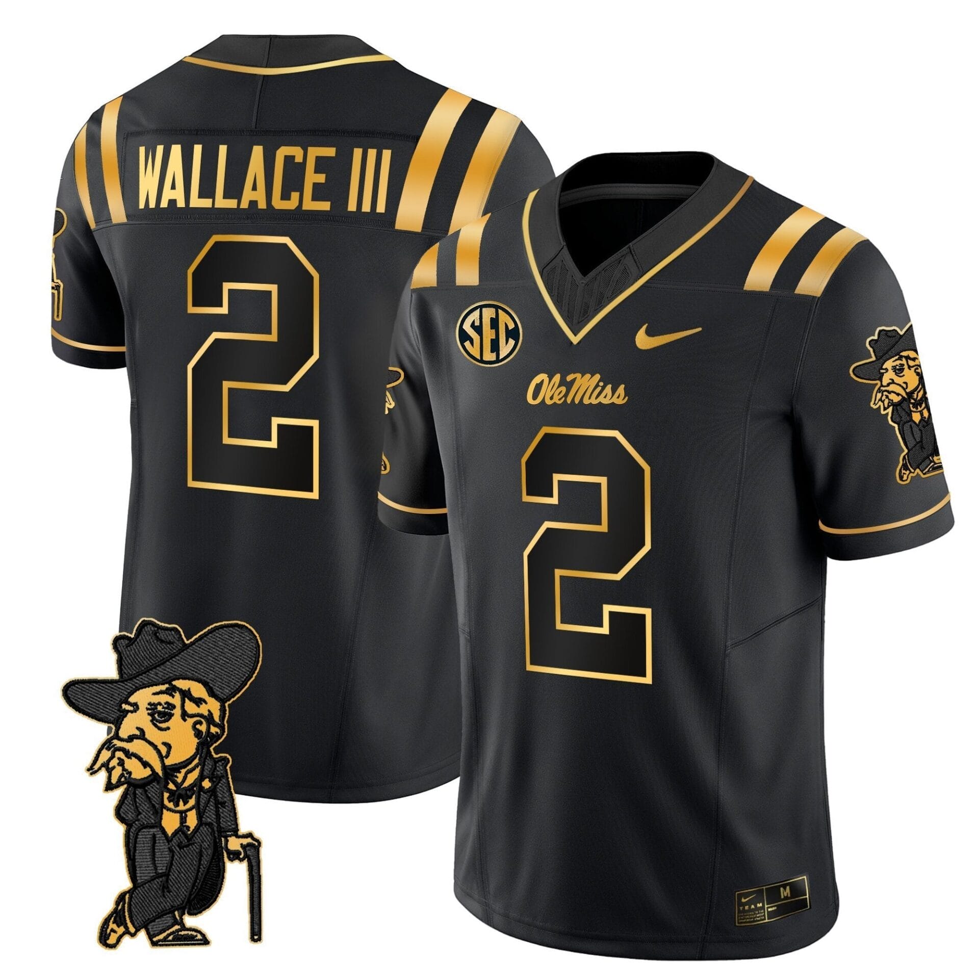 Men's Ole Miss Rebels 2025 Gold Vapor Limited Jersey - All Stitched - Image 24