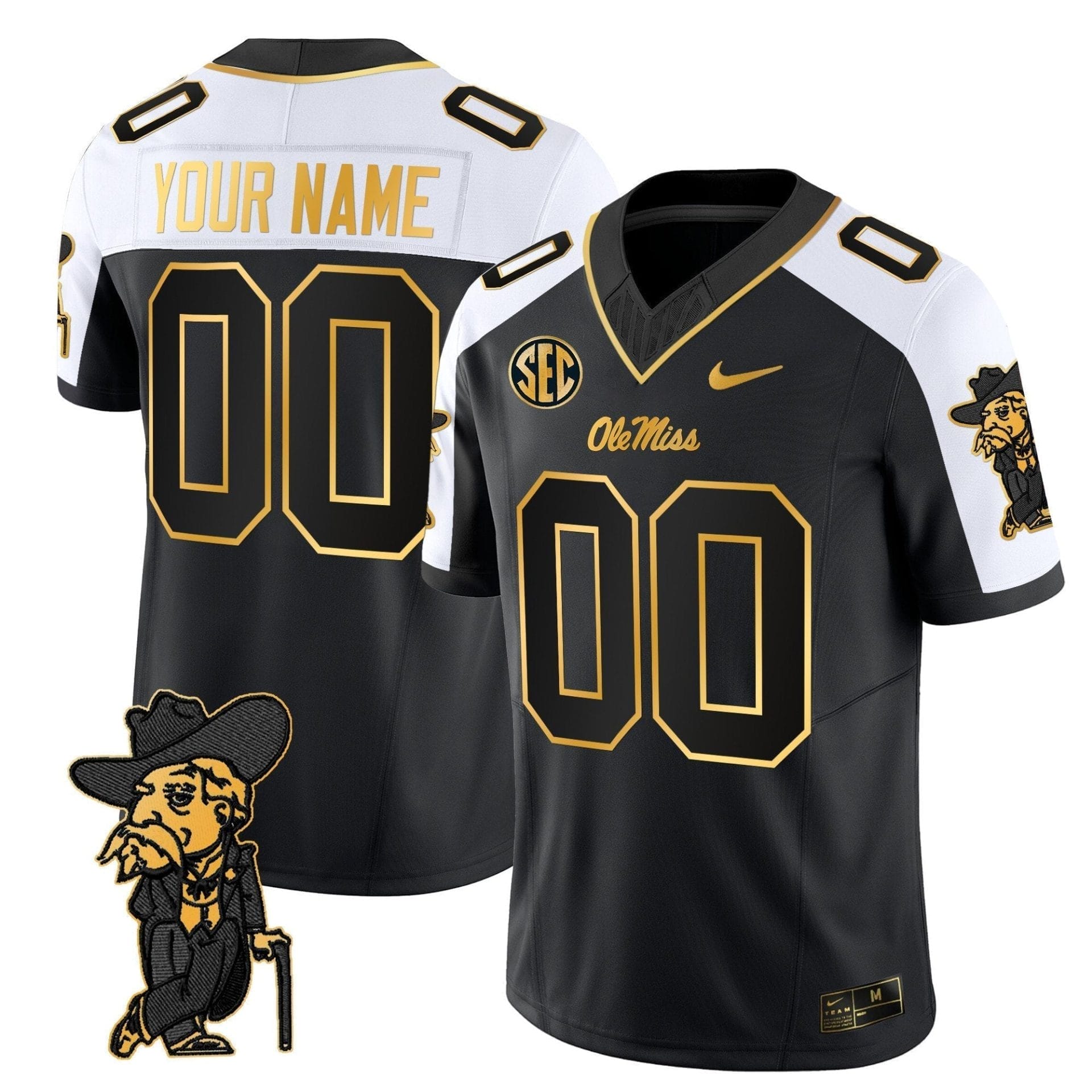 Ole Miss Rebels 2025 Gold Vapor Limited Custom Jersey - All Stitched - Image 4