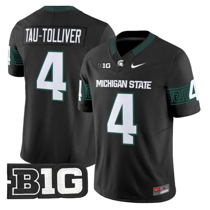 Elijah Tau-Tolliver Jersey #4 Michigan State Spartans 2025 Stitched Black