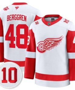 Alternative view of Jonatan Berggren Jersey #48 Detroit Red Wings #10 Alex Delvecchio Honoring Stitched