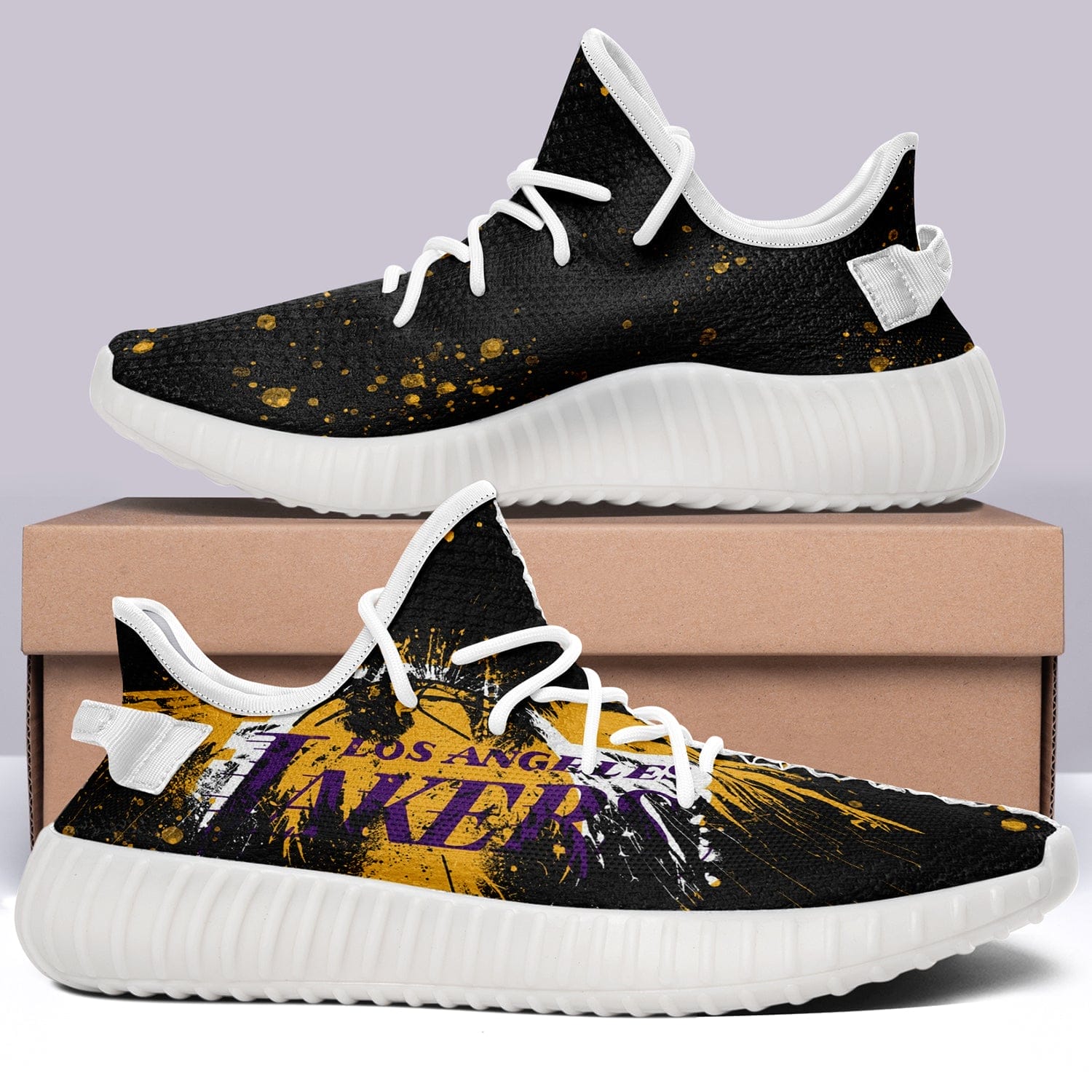 Los Angeles Lakers V8 NBA 350v Yeezy Sneakers For Men Women Fans - Image 6