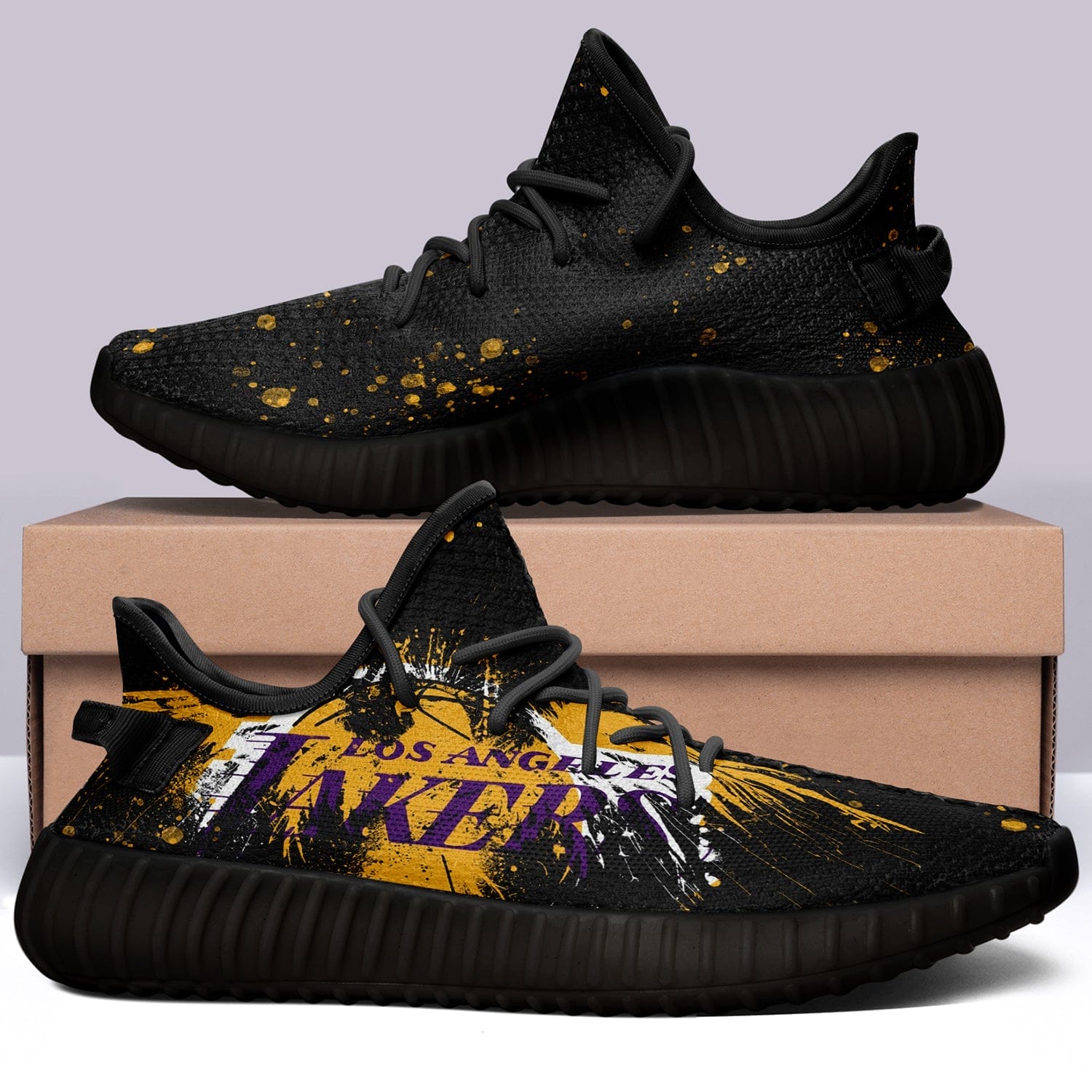 Los Angeles Lakers V8 NBA 350v Yeezy Sneakers For Men Women Fans - Image 5