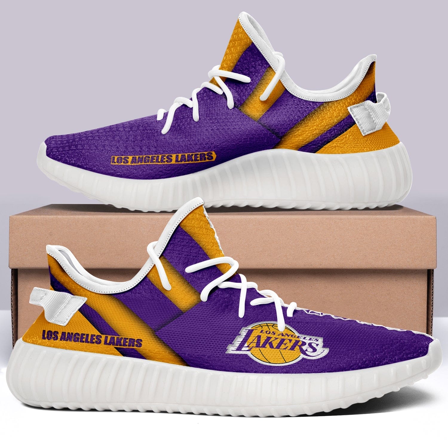 Los Angeles Lakers V8 NBA 350v Yeezy Sneakers For Men Women Fans - Image 2