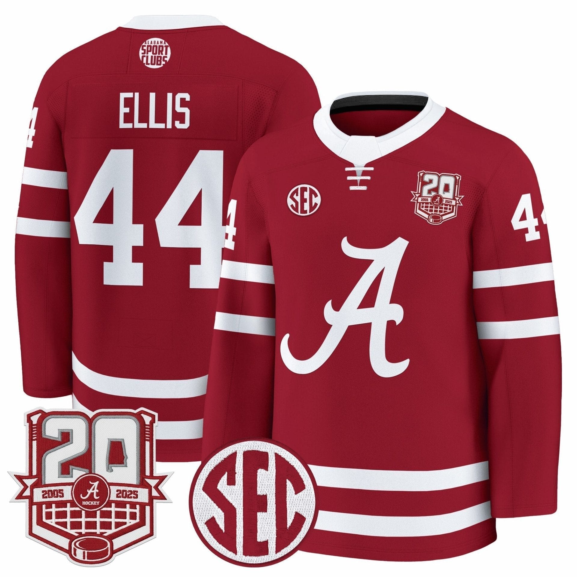 Luke Ellis Jersey #44 Alabama Crimson Tide 2025-26 Premium 20th Anniversary Patch Stitched - Image 3