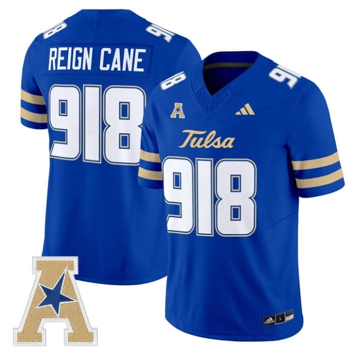Reign Cane Jersey #918 Tulsa Golden Hurricane 2025 Vapor Stitched Royal